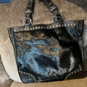 Aqua Madonna black leather and cowhide purse